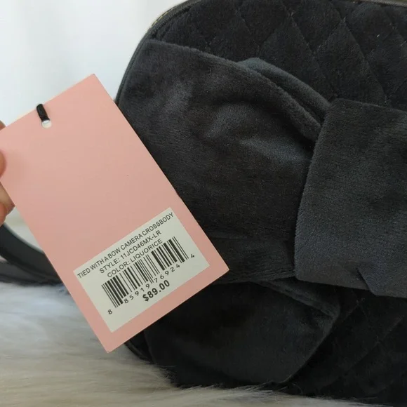 Juicy Couture Black Velvet Bow Crossbody Bag - Picture 13 of 13